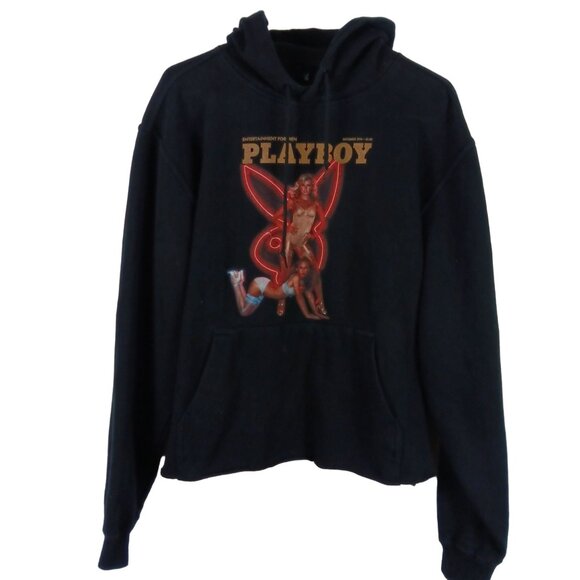 Playboy Black Hoodie Retro Cover Graphic Size Medium Black Entertainment For Men